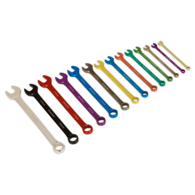 Combination Spanner Set - 14pc, Multi-Coloured, Metric (Genuine Sealey AK6314)