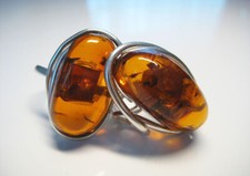 Massive Beautiful Cognac Baltic AMBER Natural Ring Silver Plated Adjustable  