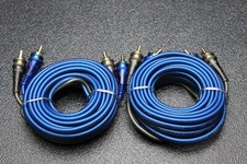 2 PC 17 FT RCA WIRE BLUE GRAY 2 CHANNEL CAR HOME AUDIO INTERCONNECT STEREO BLS17