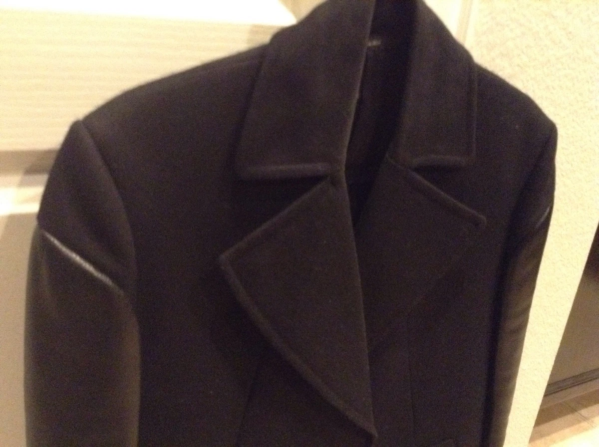 Givenchy mens black peacoat with leather sleeves eBay
