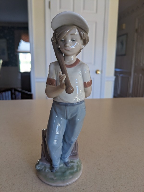 Lladro 1990 #7610 Can I Play? Collectors Society Boy With Baseball Bat