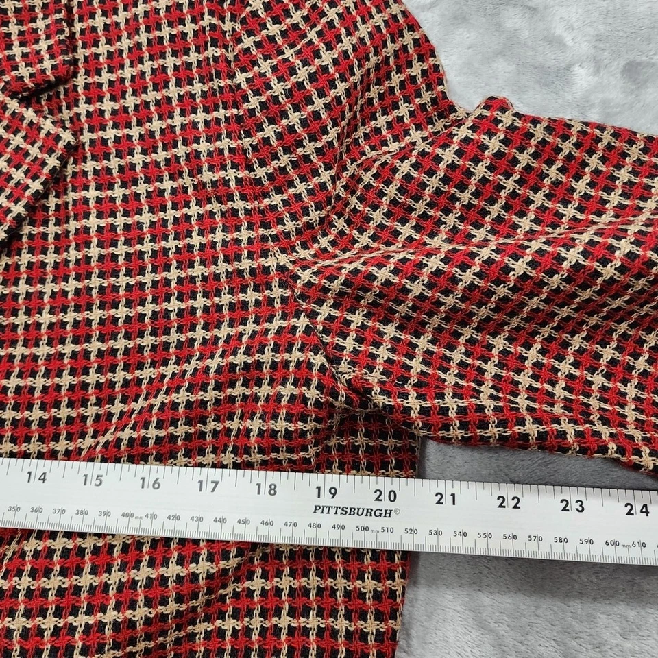 Chaqueta Blazer Vintage Años 90 N Touch Para Mujer 16 Rojo Negro Mezcla de Lana a Cuadros Preppy Foto 4 de 4