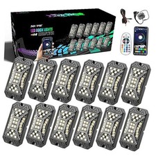 12 Pods RGBW Rock Lights Full Beam Angle, 30 High Power Chips, 12Pcs