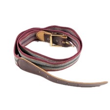 Vintage Retro Striped Belt 70s 80s Cotton Leather Size 38