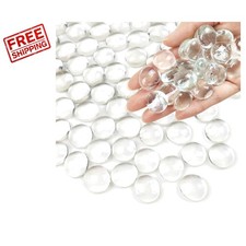 Crystal Clear Flat Glass Marbles - 1lb for Floral Arrangements Crafts