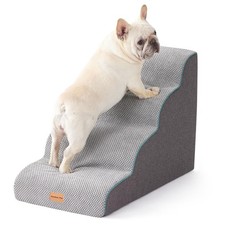 Dog Stairs for Small Dogs 19.7" H, Curved 4-Step Pet Stairs, Dog Steps for Hi...