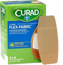 Medline CURAD Flex-Fabric Adhesive Bandages X-Large 2x4 50 Count .