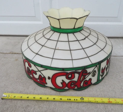 VINTAGE COCA COLA "TIFFANY STYLE" HANGING LIGHT ~ PLASTIC ~ 1970s ~ Advertising