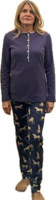 Bisbigli Damen Pyjama aus reiner Baumwolle warm Hose Jaguardruck Art. 29214