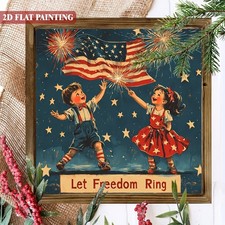 2D Vintage 4th of July'Let Freedom Ring' Wooden Sign Independence Day Wall Decor