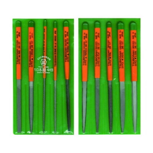 Tsubosan 10pcs Needle File Set Second Cut ST01002 185mm Japan Metalworking Tools