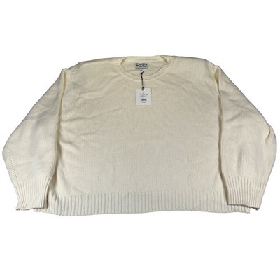KBB By Kahlana Cream Rib Knit Sweater Women's 3X Oversized Cozy Minimalist NEW