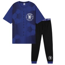 Chelsea Fc Mens Pyjama Set - Bottoms And T-Shirt Short Sleeves Nightwear