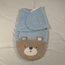 CHICK PEA Size 3-6 Months Baby Swaddle Blanket Cozy Fleece Nursery Bear Papoose