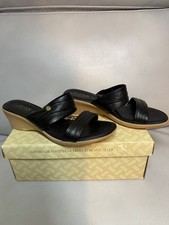 Women's Italian Shoemaker Dressy Slide Sandal, Black, Size 7, Wedge Heel