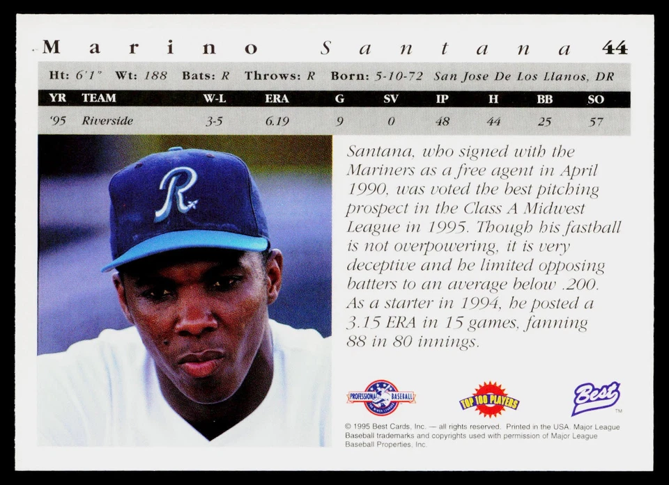 1995 Best #44 Marino Santana Riverside Pilots - Image 2 of 2