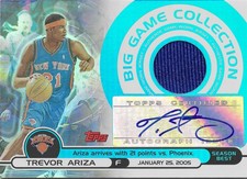 2004-05 TOPPS TREVOR ARIZA ROOKIE AUTO RPA GAME WORN JERSEY PATCH REFRACTOR /99