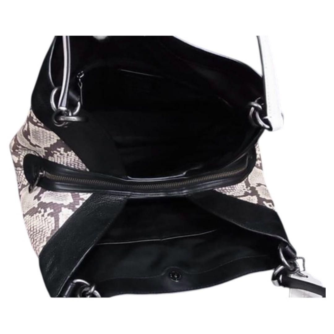 COACH Python Pattern Leather Shoulder Bag Black A… - image 11