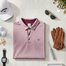 Callaway Opti-Dri Golf Polo Shirt XL Pink Microcheck Athletic Stretch Cool