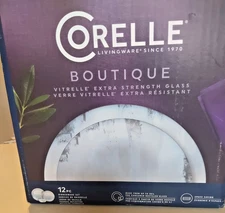 Corelle Boutique 12pc Set Dishes Tranquil Reflection Dinnerware Set Plates Bowls