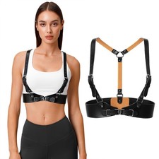 Punk Waist Harness Belt for Women Goth Black Chest Harness Top Adjustable Lea...