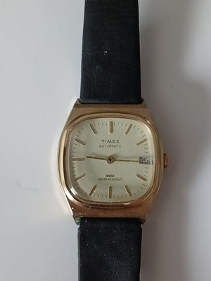 Vintage Timex Automatic Armbanduhr Herrenuhr Gold Datumsfenster funktioniert