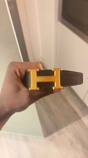 Hermès Gold Guilloché H Belt Buckle 32mm - Authentic - Receipt - Excellent