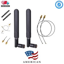 2 x 8dBi 2.4GHz 5GHz 5.8GHz Dual Band WiFi RP-SMA Male Antenna 2 x 35CM U.FL/...