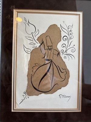 Original calligraphy Artwork By T.Dura Mevlana Festival Whirling Dervishes