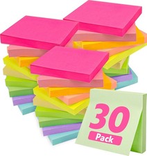 Bright Colors 3x3 Self-Stick Pads Bulk School Supplies 30 Pads Adhesive