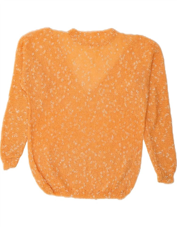 VINTAGE Womens Loose Fit Crew Neck Jumper Sweater UK 18 XL Orange Flecked CA03 - Image 2 of 3