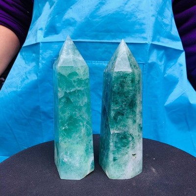 2 piece Natural rainbow fluorite Obelisk Crystal Mineral specimen Healing 4.18LB