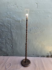 Oak Barley Twist Standard Lamp Working Order With Shade Holder