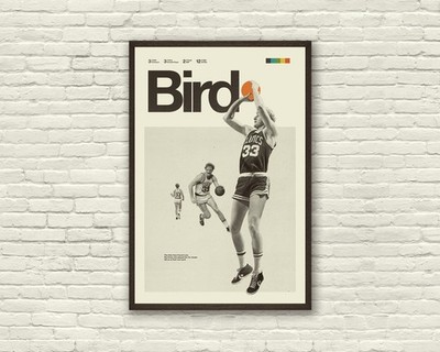 Larry Bird Inspired Poster | Minimalist Mid-Century Modern Sports Wall Art