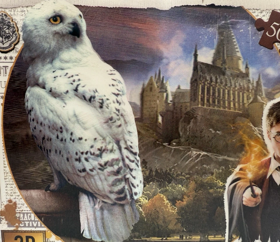 Harry Potter 3D Image Puzzle-Hogwarts Hedwig Owl-500 Pieces. 24”x18” New - Image 2 of 4