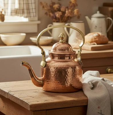 Pure Copper Tea Kettle, Copper Teapot,  Coffee Pot,  Serving Tableware Pot 34 Oz