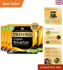English Breakfast Tea - 320 Biodegradable Tea Bags,  & Sugar-Free 0.06 per strip