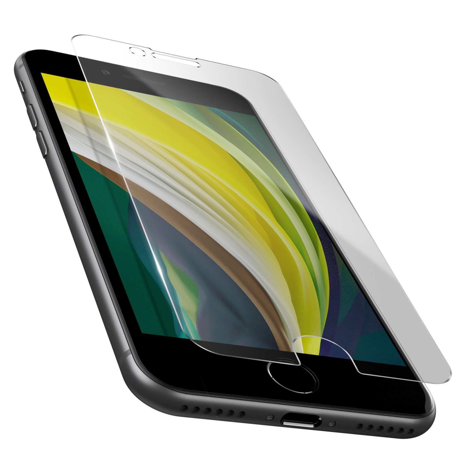 Écran brisé évité grâce au verre trempé iPhone 7 / 8 / SE protection transparente