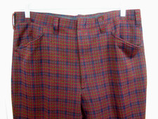 VINTAGE 70s HAGGAR DOUBLE KNIT HOUNDSTOOTH PLAID GRANDPA PANTS 38 X 31