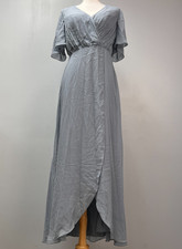 JJ's House Long Dusty Blue Formal A-line V-neck Dress Sz 10