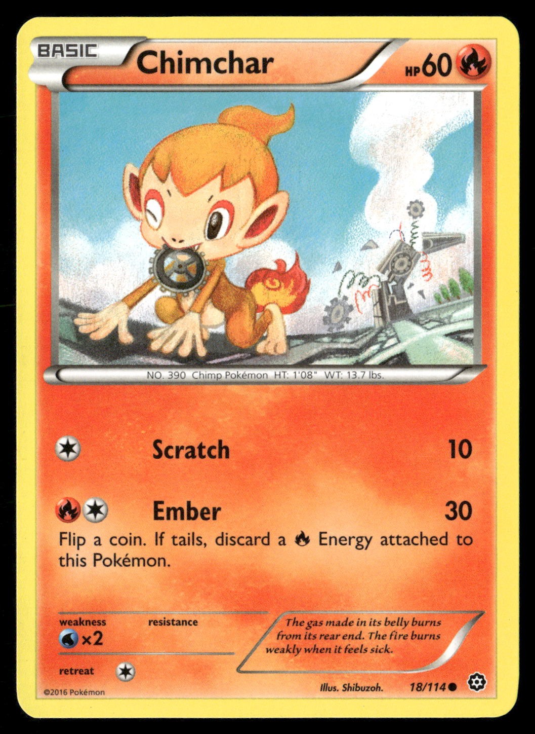 Chimchar 18/114 Common Steam Siege Pokemon Lightly Played
