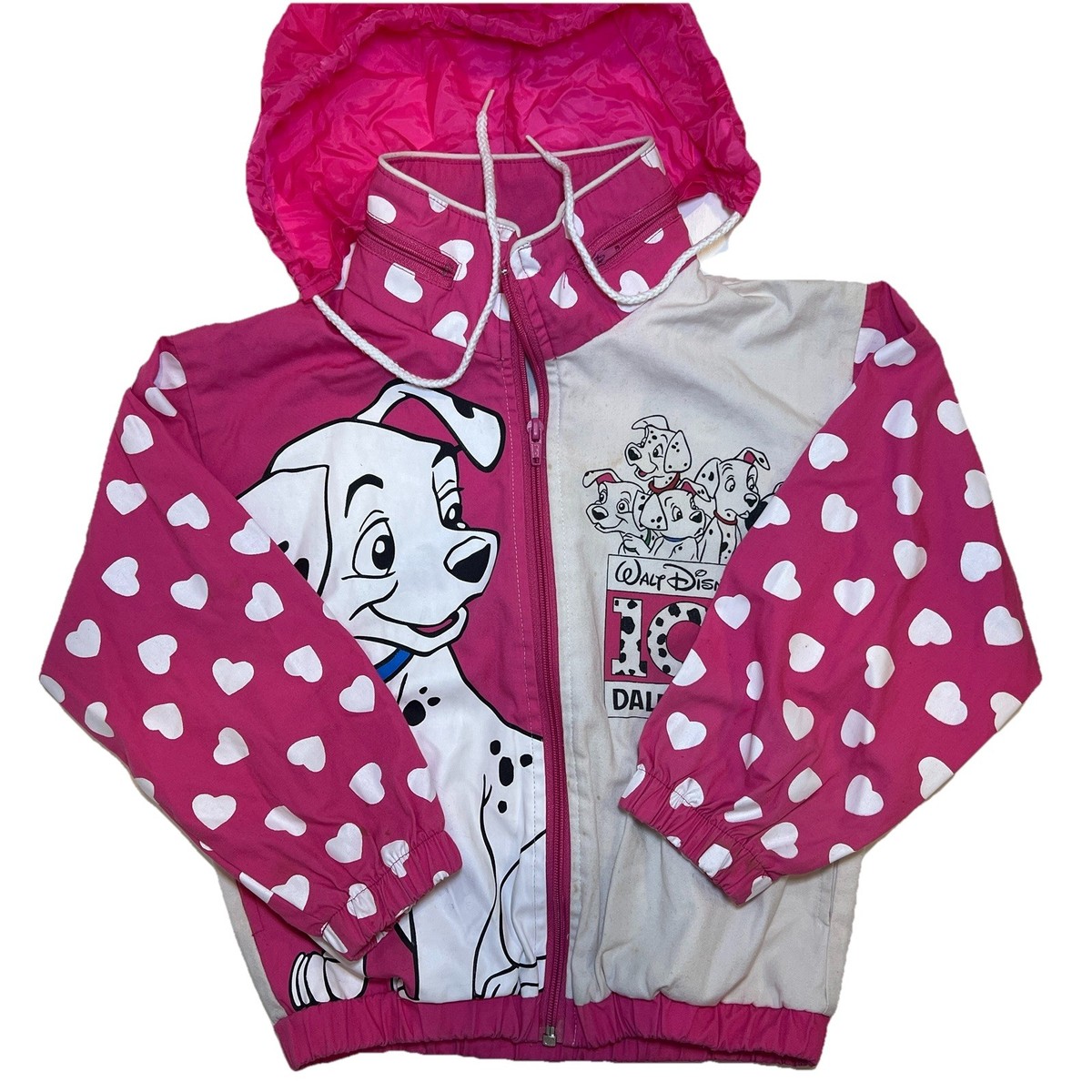 Rare Kids Vintage 90s 101 Dalmatians Girls Jacket Pink White Size