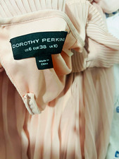 Dorothy Perkins Pink Pleated V-Neck Maxi Dress 3/4 Sleeve UK 10