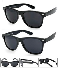 Retro Square Sunglasses Black UV400 Classic Shades Men Women Matte Shiny Dark