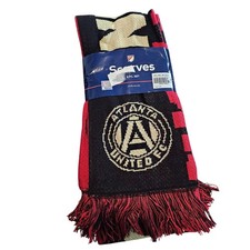MLS Atlanta United FC Soccer Scarfs 63" x 6" Knit Red Black Frayed 2 Pack New