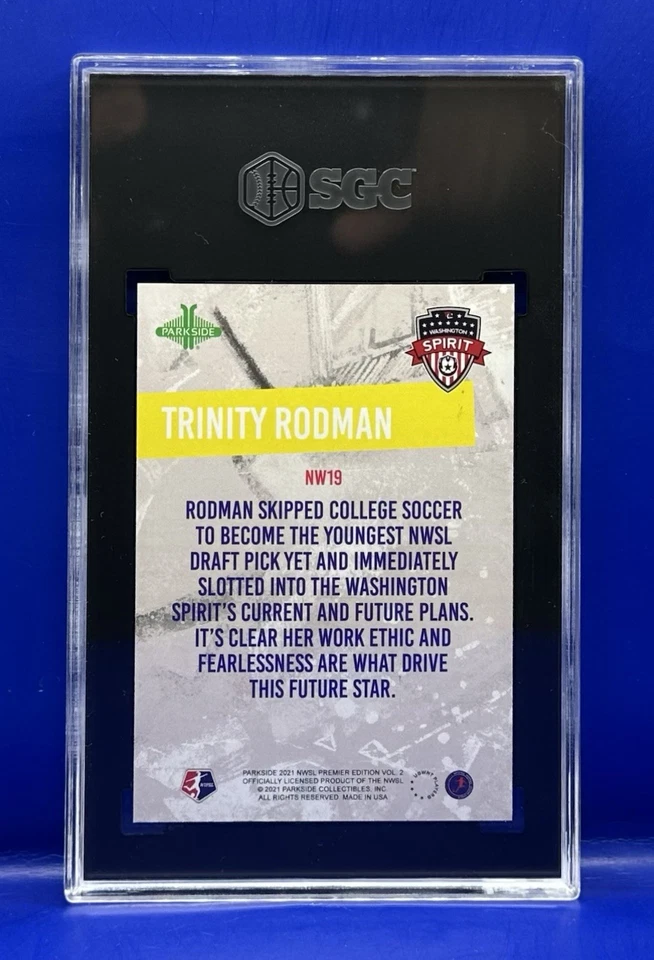 2021 Parkside NWSL Vol 2 Next Wave Red /2000 Trinity Rodman SGC 9.5 Mint+ Rookie - Image 2 of 2