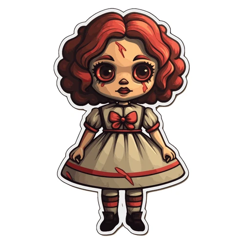 Annabelle Chibi Horror Scary Self Adhesive Vinyl Sticker