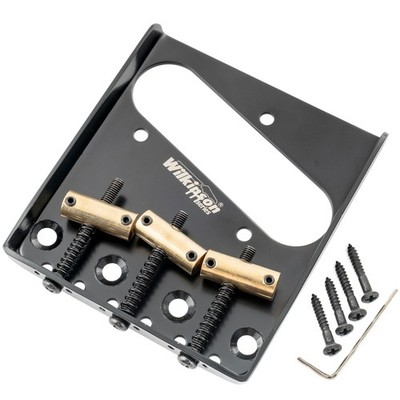 Wilkinson Black 54mm Vintage Bridge 3 Brass Barrel Saddle For Telecaster Guitar