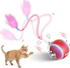 Interactive Cat Toys for Indoor Cats,3 Modes Electric Moving Cat Ball with Feath
