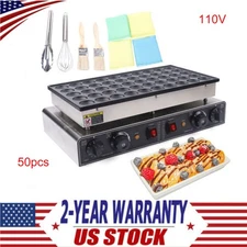 50 pcs Commercial Electric Mini Dutch Pancake Maker Waffle Baker Nonstick 110V
